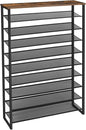HOOBRO 10-Tier Shoe Rack, 39.4" L Shoe Storage Organizer, Large Capacity Shoe Shelf for Front Door Entrance, Entryway, Hallway, Holds 45-50 Pairs of Shoes, Closet, Rustic Brown BF171XJ01