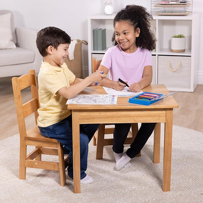 Melissa & Doug Solid Wood Table and 2 Chairs Set - Light Finish Furniture for Playroom
