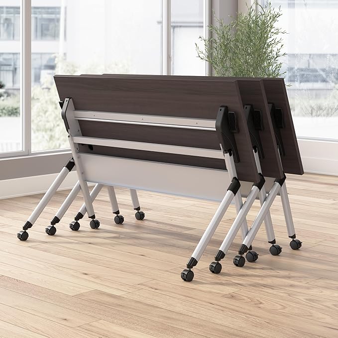 Bush Business Furniture Folding Training Table, 72 inch Desk, Commercial-Grade Bundle for Office or Classroom, Envision Collection, Gray