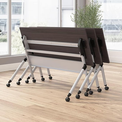 Bush Business Furniture Folding Training Table, 72 inch Desk, Commercial-Grade Bundle for Office or Classroom, Envision Collection, Gray