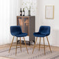 Sidanli Blue Bar Stools Set of 2, 24 Inch Velvet Counter Height Bar Stools with Footrests, Modern Bar Chairs for Home, Kitchen Island, Dining Room