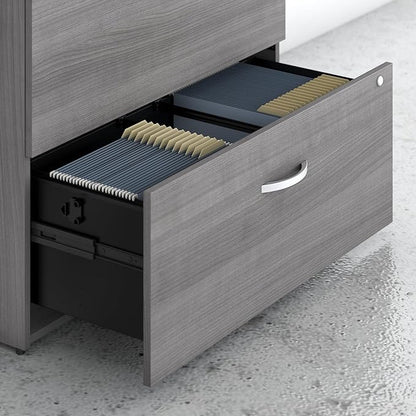 Bush Business Furniture Studio C 2 Drawer Lateral File Cabinet in Platinum Gray - Assembled, Locking Document Storage for Home or Professional Office