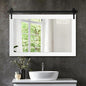 Farmhouse Barn Door Mirror - 42" x 28" Rustic Wood Framed Wall Mirror for Bathroom, Living Room, Bedroom Wall Decor (Bright White)