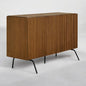 NTC Veil Modern Sideboard with 3 Doors, Buffet Cabinet with Vertical Groove Design and Metal Legs, Storage Cabinet for Living Room, and Hallway, Effortless Assembly - Rustic Oak