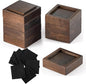 FASONLA Bed Risers, Furniture Risers (Set of 8) Lifts Height 1", 2", 3" or 4", Solid Natural Wood Risers, Non-Slip Recessed Hole to Heavy Bed/Furniture (Walnut Color)