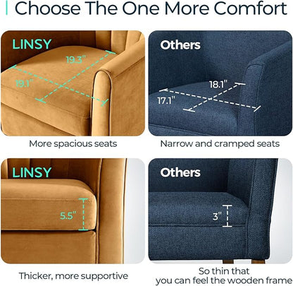 LINSY Swivel Accent Chair with Ottoman: Small Velvet Barrel Chair 360 Swivel Modern Armchair, Upholstered Reading Chair with Footrest for Living Room Bedroom Study Room (Yellow)