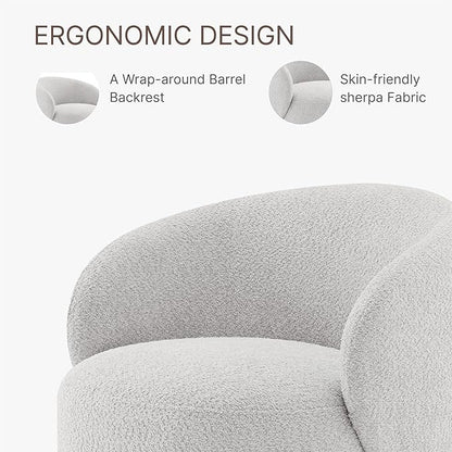 Swivel Accent Chair Round Barrel Armchair Upholstered Performance Fabric for Living Room Bedroom Waitingroom,2 Box,Light Grey