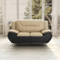 Container Furniture Direct Michael Modern Faux Leather Upholstered Stainless Steel Legs Living Room Loveseat, Black Camel