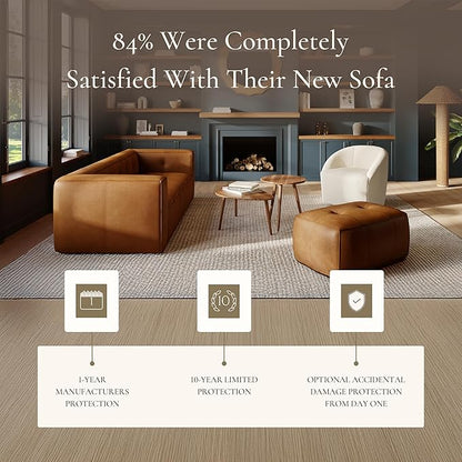 POLY & BARK Capa Sofa in Full-Grain Pure-Aniline Italian Tanned Leather in Saddle Tan