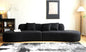Container Furniture Direct 132" Curved Sofa with Throw Pillows, 6 Seater Luxury Velvet Couch with Half Moon Design and High-Density Foam, Ideal for Modern Living Room, Office & Apartment, Black