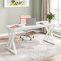 Tribesigns Writing Computer Desk, 55 inch Heavy Duty Study Desk with Z-Shaped Metal Leg, Modern Simple Home Office Computer Desk, White
