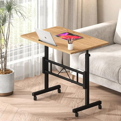 Klvied Small Standing Desk Adjustable Height for Sitting and Standing, Portable Laptop Table for Walking Pad,Oak