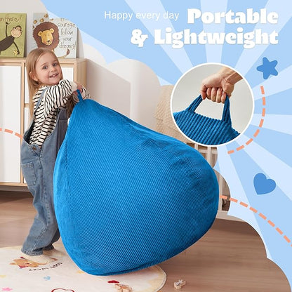 HABUTWAY 2 FT Bean Bag Chair,Giant Bean Bag Chairs,Big Bean Bags with Memory Foam Filled, Large Beanbag Chairs with Soft Corduroy Cover-Blue