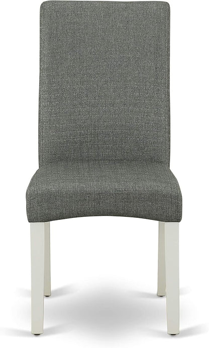 East West Furniture LGDR9-LWH-07 9 Piece Dining Room Set Includes a Rectangle Kitchen Table with Butterfly Leaf and 8 Gray Linen Fabric Parsons Dining Chairs, 42x84 Inch, Linen White