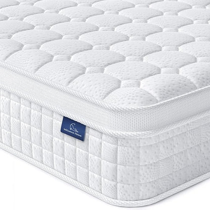 Vesgantti 10 Inch Multilayer Hybrid Queen Mattress - Multiple Sizes & Styles Available, Ergonomic Design with Memory Foam and Pocket Spring, Medium Firm Feel, White