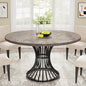 Tribesigns Round Dining Table, 47-Inch Farmhouse Dinning Room Table, Industrial Dinner Table with Metal Base, Grey