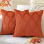 decorUhome Fall Throw Pillow Covers 22x22 Inch Set of 2, Soft Plush Faux Fur Wool Rust Couch Pillow Covers, Decorative Neutral Pillow Cases for Bed Sofa Living Room Home Decor