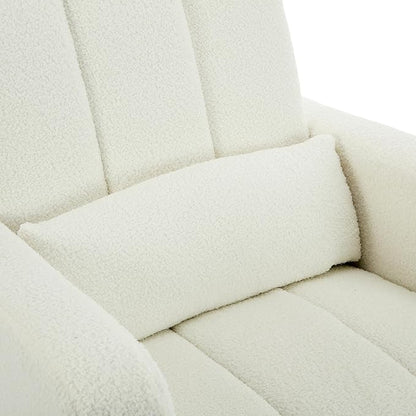 Christopher Knight Home Mapo Wooden Rocking Chair Indoor, Teddy Upholstered Spacious Rocker Chair with Pillow, Comfy Rocking Chair with Armrest for Bedroom, Living Room, Offices, Cream White