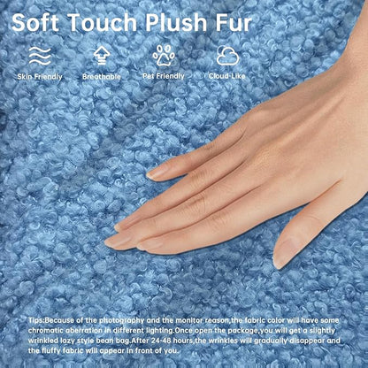 Bean Bag Chairs for Adults, BeanBag Reading Chair Memory Foam Couch, Floor Chair Soft Teddy Material, Comfy Reading Nook Chairs for Bedroom Living Room Office