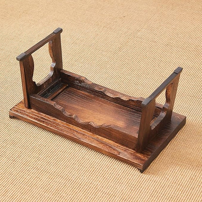 Japanese Floor Table, Small Coffee & Tea Table, Altar for Meditation, Low Table for Sitting on Floor, Wood Bed Tray With Foldable Legs, Laptop Desk