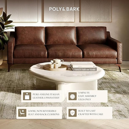 POLY & BARK Mateo Leather Sofa in Chocolate Brown