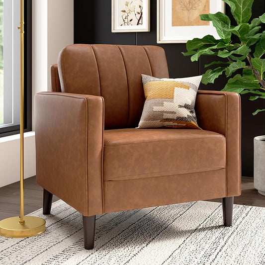 Bush Home 32-inch Accent Chair, Living Room Furniture, Max Collection, Buffed Camel Vegan Leather