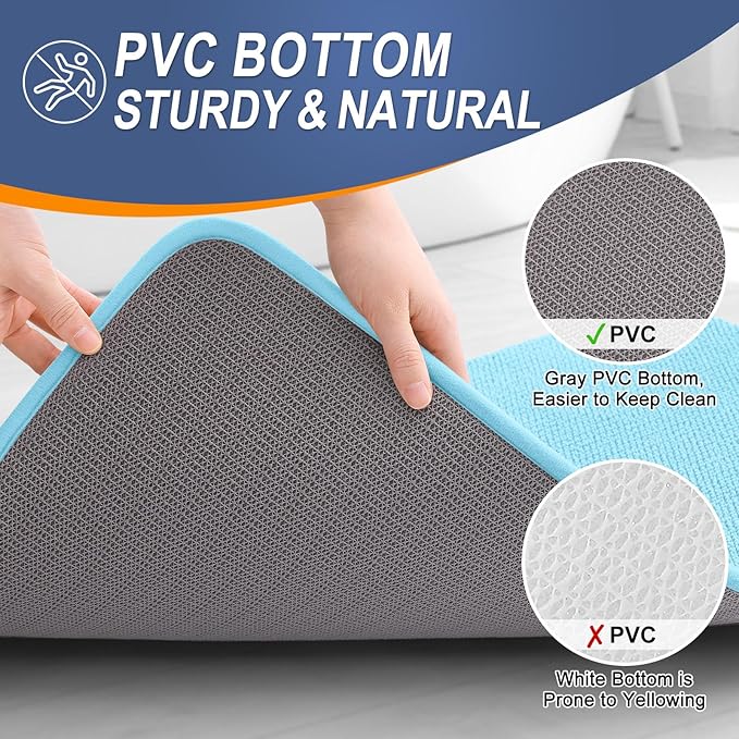 OLANLY Thick Memory Foam Bath Mat Rug 30x20, Extra Soft Absorbent Bathroom Rug, Quick Dry Bath Mats, Non-Slip, Machine Washable Carpet for Bathroom, Tub and Shower, Home Decor Accessories, Sky Blue