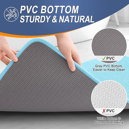 OLANLY Thick Memory Foam Bath Mat Rug 30x20, Extra Soft Absorbent Bathroom Rug, Quick Dry Bath Mats, Non-Slip, Machine Washable Carpet for Bathroom, Tub and Shower, Home Decor Accessories, Sky Blue