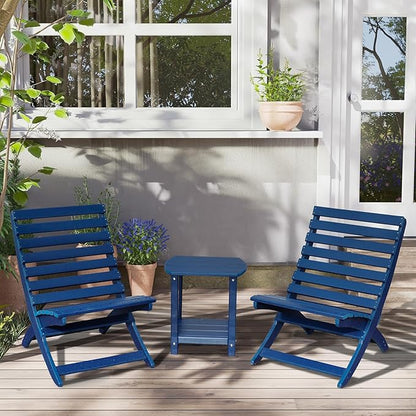 Adirondack Square Outdoor Side Table,2-Tier Storage Patio Side Table, HDPE End Tables for Backyard Pool Porch Garden Lawn(Blue)