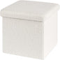 Folding Storage Ottoman Cube - Small Footrest with Sherpa Top, Multi-Functional Storage for Bedroom, Living Room,White