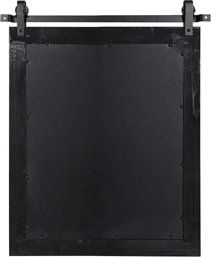 Kate and Laurel Cates Farmhouse Wood Framed Wall Mirror, 22 x 30, Black, Barn Door-Inspired Rustic Mirrors for Wall