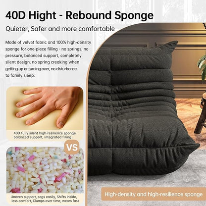 Bean Bag Chairs for Adults, BeanBag Reading Chair Memory Foam Couch, Floor Chair Soft Teddy Material, Comfy Reading Nook Chairs for Bedroom Living Room Office (Black)