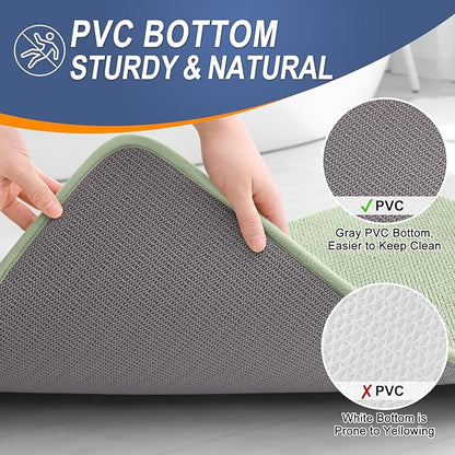 OLANLY Thick Memory Foam Bath Mat Rug 47x17, Extra Soft Absorbent Bathroom Rug, Quick Dry Bath Mats, Non-Slip, Machine Washable Carpet for Bathroom, Tub and Shower, Home Decor Accessories, Sage Green