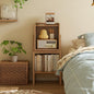 100% Solid Oak Ladder Shelf with Cabinet, 32.67" Tall Nightstand with Stable Frame for Bedroom, Small Bookcase for Living Room Nursery(Natural, Fully Assembly Furniture)