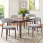 COLAMY Wooden Dining Chairs Set of 4, Modern Fabric Upholstered Kitchen Chairs, Farmhouse Dining Room Chair with Foot Pegs, Light Grey