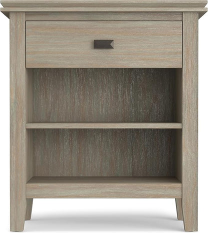 SIMPLIHOME Artisan SOLID WOOD 24 inch Wide Transitional Bedside Nightstand Table in Distressed Grey for the Living Room and Bedroom
