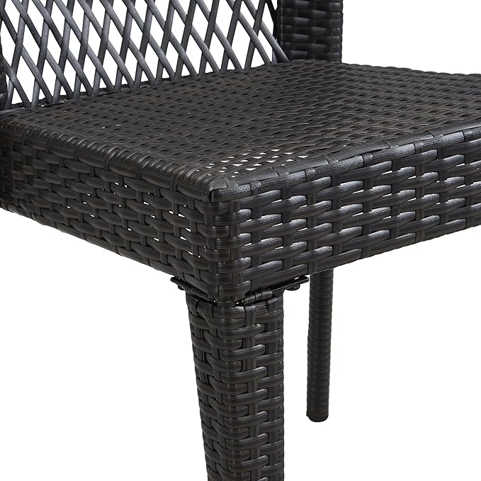 Merax Outdoor Dining Chairs Set of 2,Stackable Chairs with UV-Resistant PE Rattan and Steel Frame for Patio,Garden,Balcony,Supports 400lbs,Brown Multi