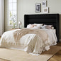 Allewie Full Size Platform Bed Frame with Velvet Upholstered Wingback Headboard, No Box Spring Needed, Under Bed Storage Space, Strong Wooden Slats, Modern Mattress Foundation, Easy Assembly, Black