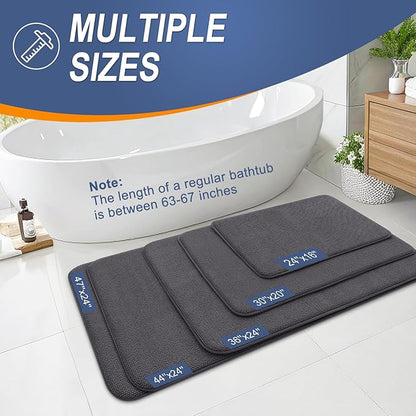 OLANLY Thick Memory Foam Bath Mat Rug 47x24, Extra Soft Absorbent Bathroom Rug, Quick Dry Bath Mats, Non-Slip, Machine Washable Carpet for Bathroom, Tub and Shower, Home Decor Accessories, Dark Grey