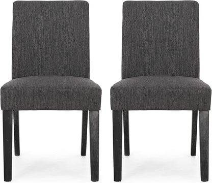 Christopher Knight Home Kuna Contemporary Upholstered Dining Chair (Set of 2), Charcoal + Gray
