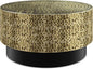 SIMPLIHOME Montrose Metal Coffee Table - 30 inch Wide Solid Iron Round Living Room Table in Antique Gold and Black, Modern Industrial Cocktail Table for Lounge with Hand-Hammered Texture, Assembled