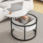 Round Coffee Table with Storage, Lift Top Coffee Table with Hidden Compartment, Farmhouse Juxing Design for Living Room, 2-Tier Small Round Dining Center, White
