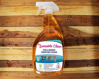EcoDecors Loveable 32 oz Spray Bottle Teak Cleaner and Loveable Protection 16 oz Teak Sealer For Outdoor Furniture