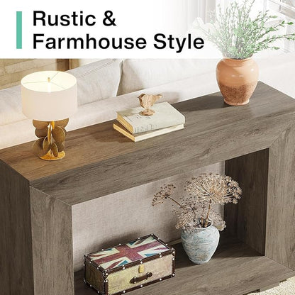 Tribesigns Farmhouse Console Table, 47 Inches Entryway Console Table with Storage, Industrial Hallway Accent Table for Living Room, Entrance