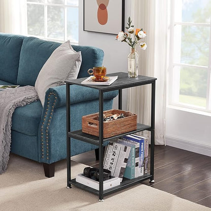 VECELO Tall End Side Table,30" Height Nightstand with 3-Tier Storage Shelf for Living Room Bedroom Office Hallway Study