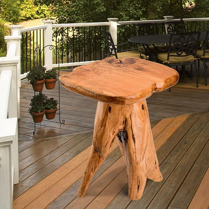 Mushroom Side Table, 18.9 inch Tall Live Edge Wood Stool, Freeform Natural Plant Stand for Garden, Yard, Living Room, Bedroom