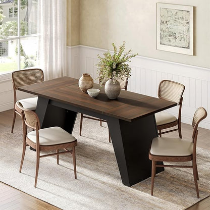 LITTLE TREE 71-Inch Dining Table, Rectangular Kitchen Table for 4-6 People, Heavy-Duty Furniture Legs, Multi-Functional Kitchen/Dining/Living Room Furniture, Black
