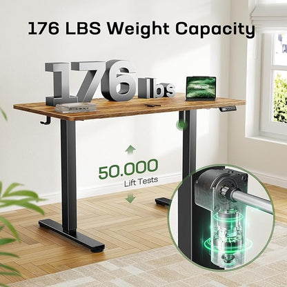 Marsail Electric Standing Desk with One-Piece Desktop,55 x 30 inch Height Adjustable Office Gaming Computer Desk with Deeper Tabletop,Home Office Stand up Desk with 4 Memory Presets, table for Bedroom
