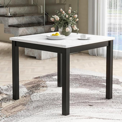 Ball & Cast 5 Piece Dining Table Set with 4 Velvet-Upholstered Chairs,Living Room Furniture W/ 35" Rectangle Faux Marble Top Table,for Restaurant,Home Bistro,Grey