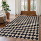 Lahome Checkered Dining Living Room Rug, 5x7 Washable Indoor Outdoor Easy Jute Rug, Farmhouse Neutral Diamond Non Slip Non Shedding Floor Carpet for Sunroom Deck Classroom Office